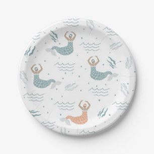 Assiettes En Carton Illustration de sirène dansante personnalisée Mer