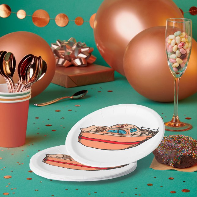 Assiettes En Carton Illustration de Speedboat amusant Nautical Boat De (Créateur téléchargé)