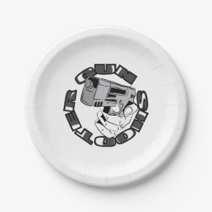 Assiettes En Carton Illustration de tir d'arme