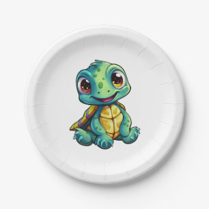 Assiettes En Carton Illustration de tortue caricaturale