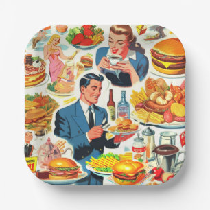 Assiettes En Carton Illustration des bandes dessinées alimentaires des
