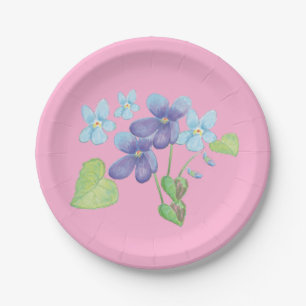 Assiettes En Carton Illustration des fleurs de violet sauvages