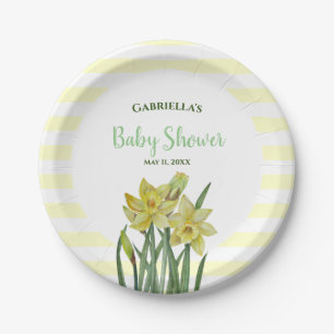 Assiettes En Carton Illustration des jonquilles d'aquarelle de baby sh
