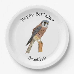 Assiettes En Carton Illustration d'oiseau américain Kestrel