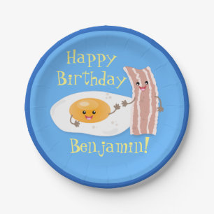 Assiettes En Carton Illustration du bacon mignon et de l'oeuf