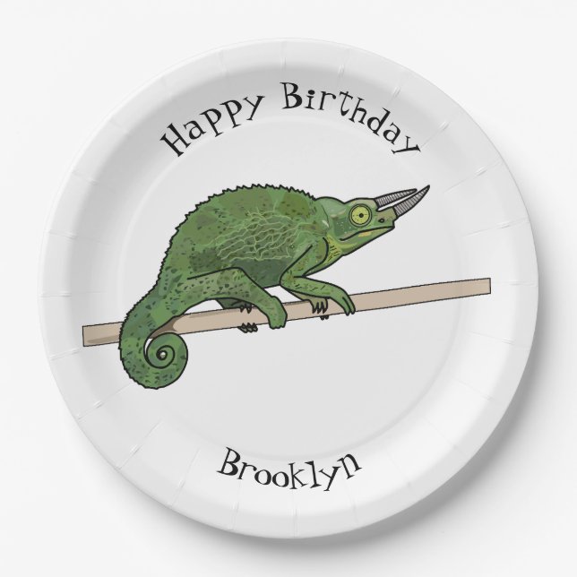 Assiettes En Carton Illustration du caméléon de Jackson (Devant)