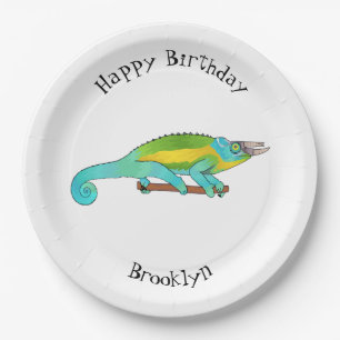 Assiettes En Carton Illustration du caméléon de Jackson