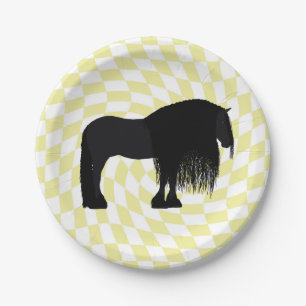 Assiettes En Carton Illustration du Cheval friésien moderne À damiers