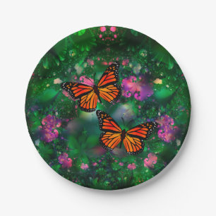 Assiettes En Carton Illustration du jardin des papillons Monarch