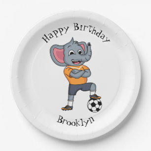 Assiettes En Carton Illustration du joueur de football éléphant