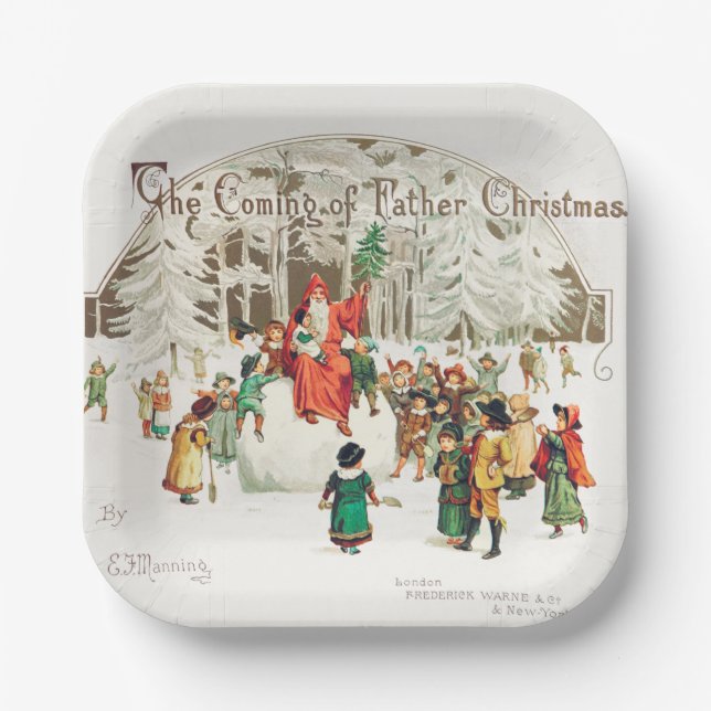 Assiettes En Carton Illustration du Père Noël avec enfants (Recto)