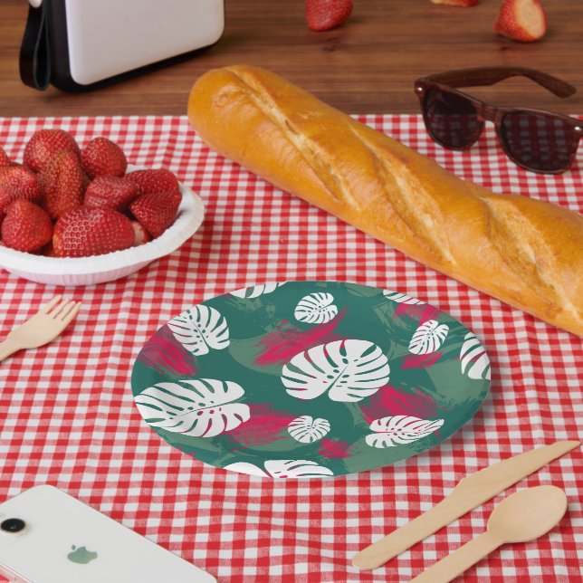 Assiettes En Carton Illustration du Plante tropical (Pique-nique)