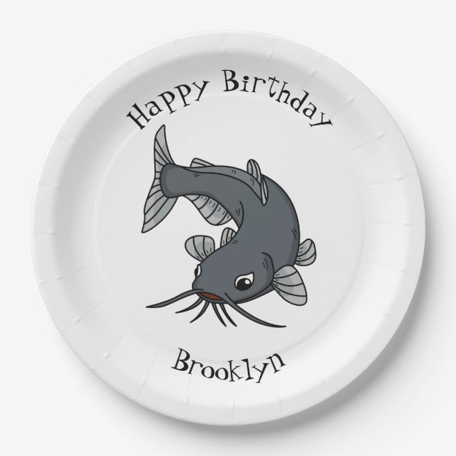 Assiettes En Carton Illustration du poisson-chat mignon (Devant)