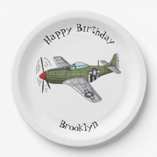 Assiettes En Carton Illustration d'un avion militaire