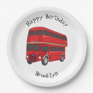 Assiettes En Carton Illustration d'un bus à deux étages