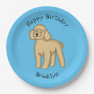 Assiettes En Carton Illustration d'un caniche brun joyeux