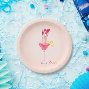 Assiettes En Carton Illustration humoristique de cocktail féminin, Soi