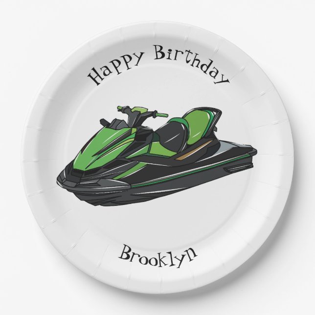 Assiettes En Carton Illustration Jet ski (Devant)