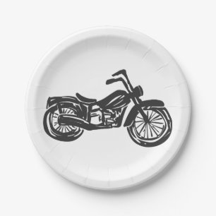 Assiettes En Carton Illustration rétrospective moto - Choisir un arri