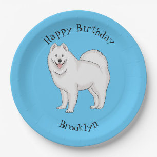 Assiettes En Carton Illustration Samoyed dog
