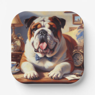 Assiettes En Carton Illustration vintage de Bulldog