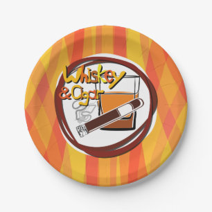Assiettes En Carton Illustration Wiskey et cigare