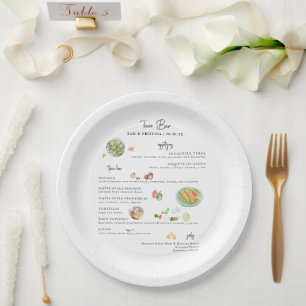 Assiettes En Carton Illustré sur mesure Menu Mariage Taco Bar