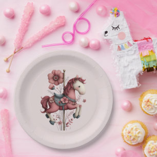 Assiettes En Carton Image de cheval de carrousel fantaisiste
