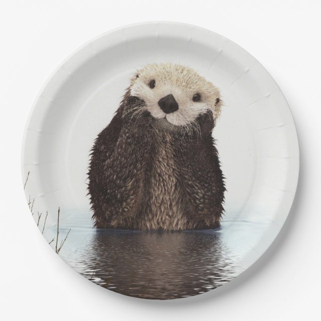 Assiettes En Carton Image de la faune de Cute Otter (Devant)