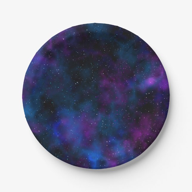 Assiettes En Carton Image de nuit étoilée de la belle galaxie spatiale (Devant)