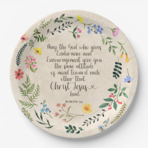Assiettes En Carton Image du verset biblique Romains 15:5