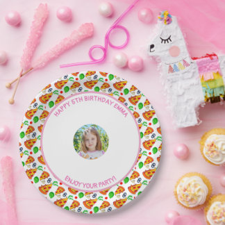 Assiettes En Carton Image personnalisée pour fête d'anniversaire pizza