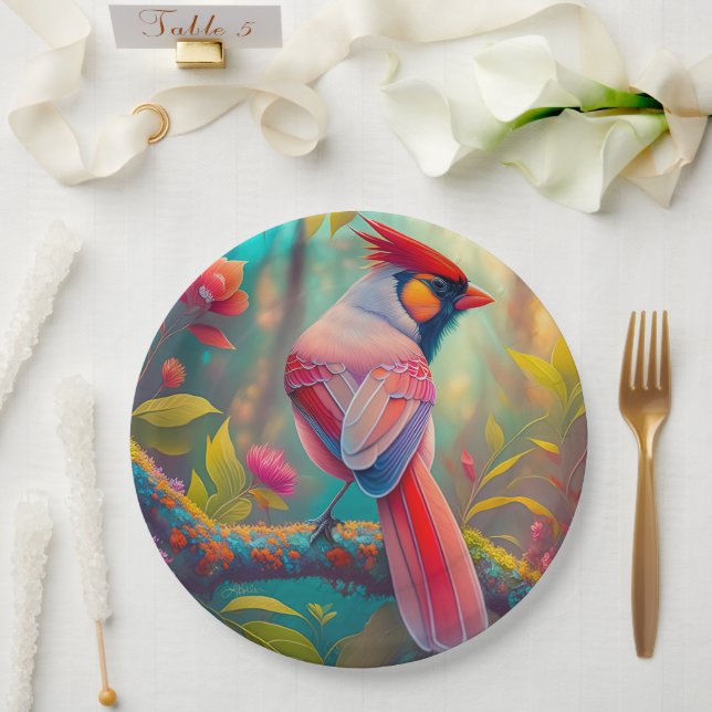 Assiettes En Carton Imaginaire Birds Homme Cardinal (Mariage)