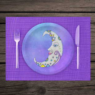 Assiettes En Carton Imaginaire blanc croissant lune fantaisie Marquage