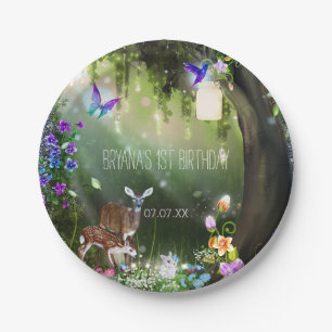 Assiettes En Carton Imaginaire bois forêt animaux enchanté fête
