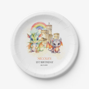 Assiettes En Carton Imaginaire Cute Dragon Castle Rainbow Anniversaire