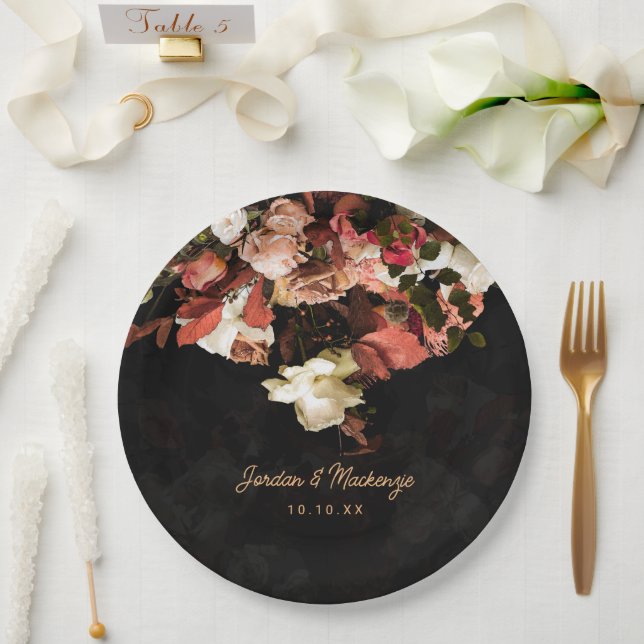 Assiettes En Carton "Imaginaire floral d'automne" (Mariage)