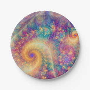 Assiettes En Carton Imaginaire lunaire Art Vortex Fractal Abstrait