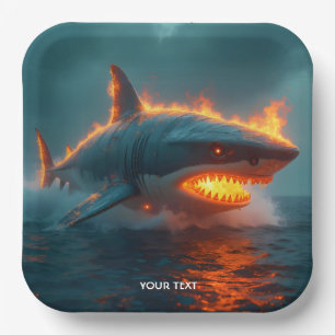 Assiettes En Carton Imaginaire mignon feu requin mer