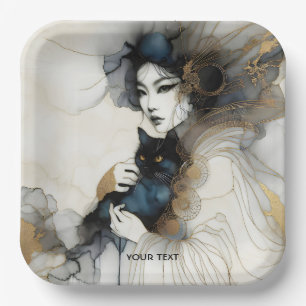 Assiettes En Carton Imaginaire mignonne japonaise fille chat