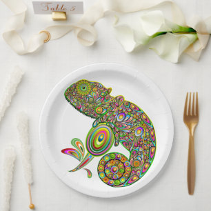 Assiettes En Carton Imaginaire psychédélique de Chameleon
