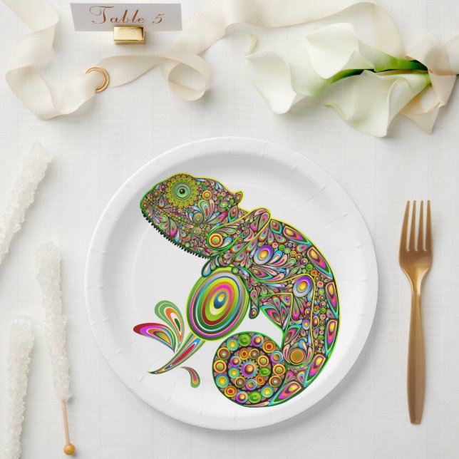Assiettes En Carton Imaginaire psychédélique de Chameleon (Mariage)