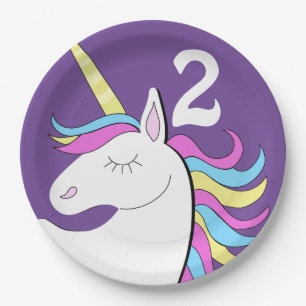 Assiettes En Carton Imaginaire Unicorn Âge d'anniversaire