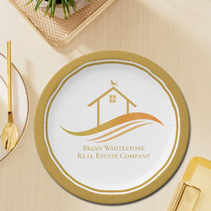 Assiettes En Carton Immobilier Société Gold Open House personnalisable
