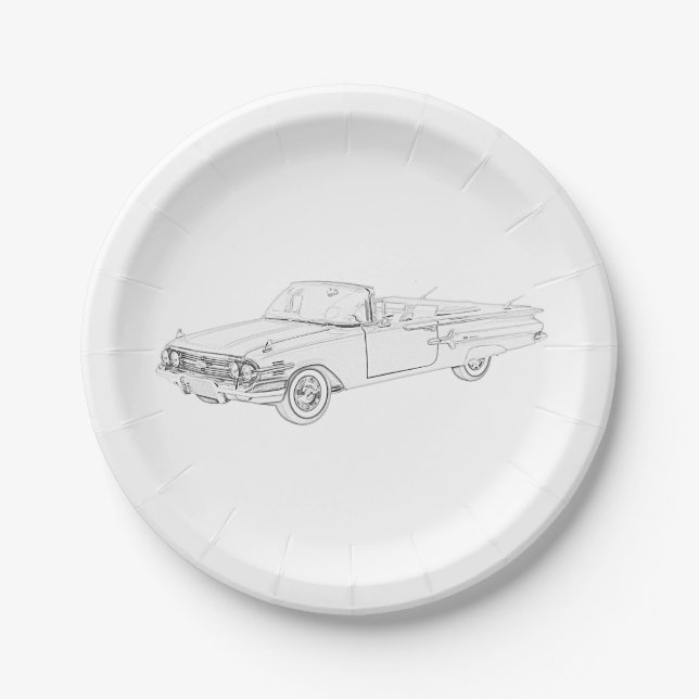 Assiettes En Carton Impala convertible en noir et blanc (Devant)