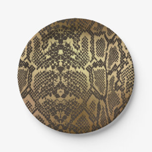 Assiettes En Carton Impression animale peau de serpent élégant moderne