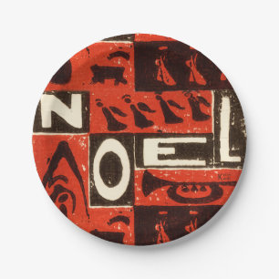 Assiettes En Carton Impression bloc rouge Noel