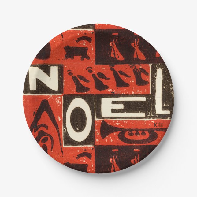 Assiettes En Carton Impression bloc rouge Noel (Devant)