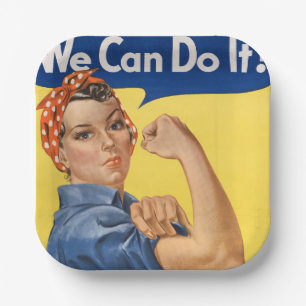 Assiettes En Carton Impression d'art pop féministe d'autonomisation cl
