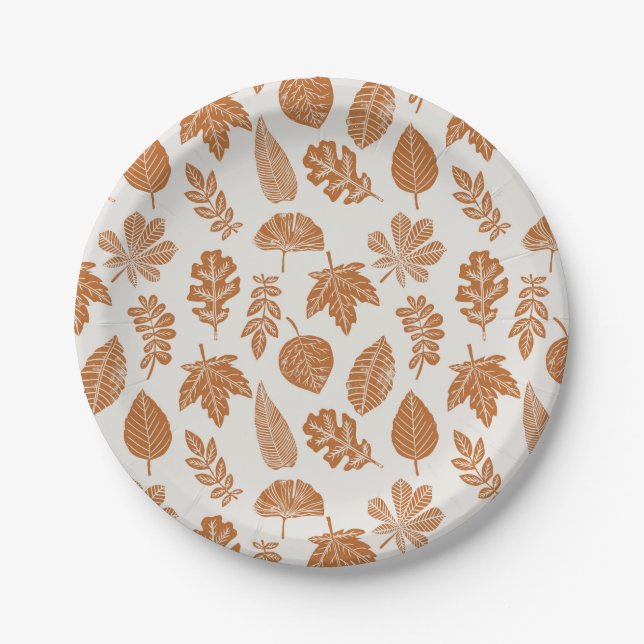 Assiettes En Carton Impression de bloc de feuilles d'automne (Devant)